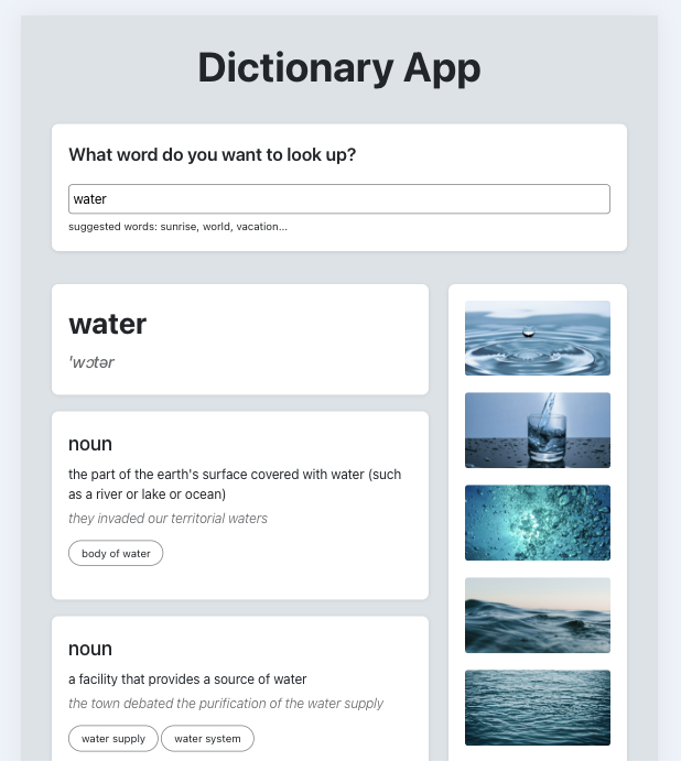 Project dictionary app